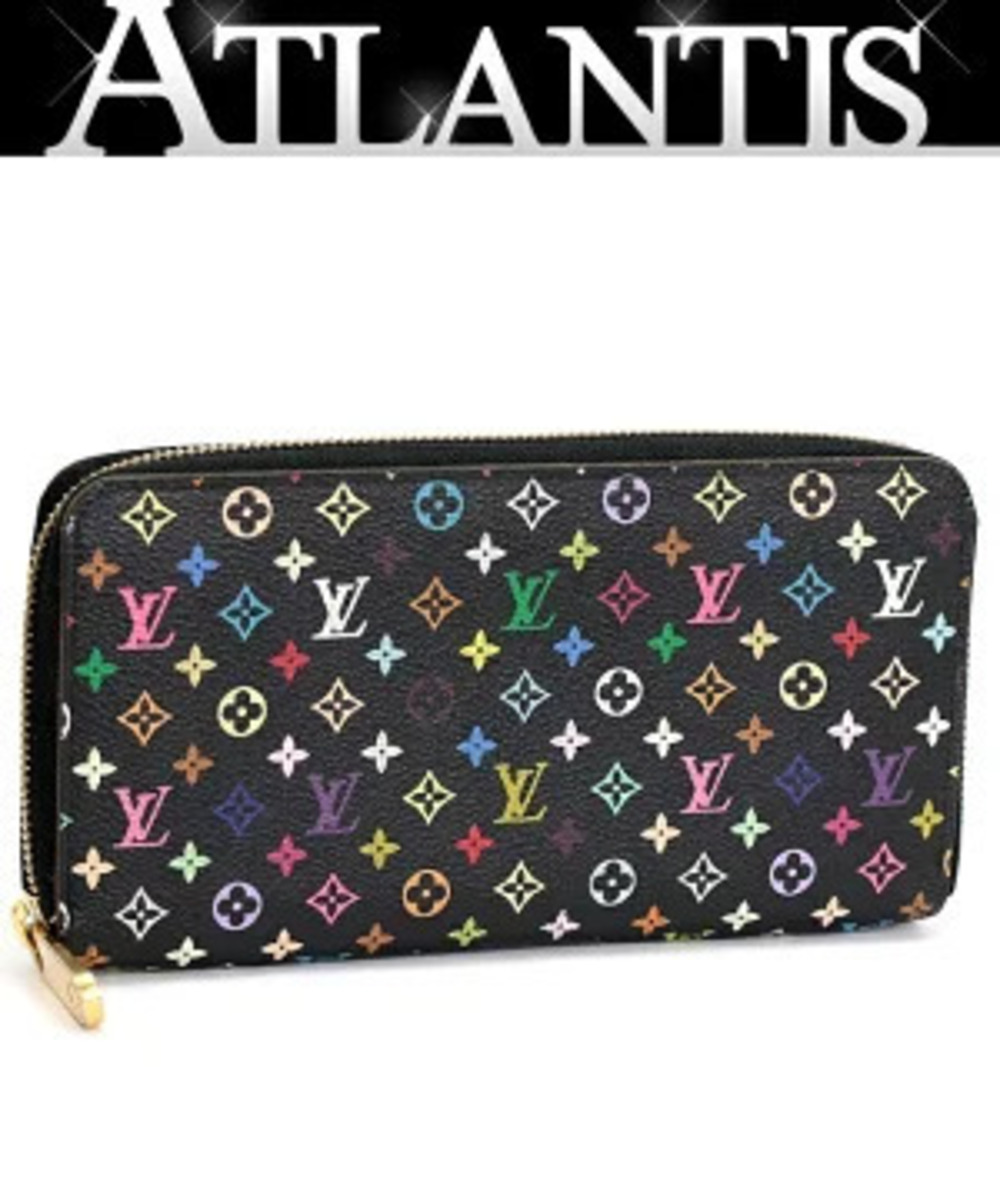 Louis Vuitton Zippy Wallet Round Zipper Long Multicolor Black